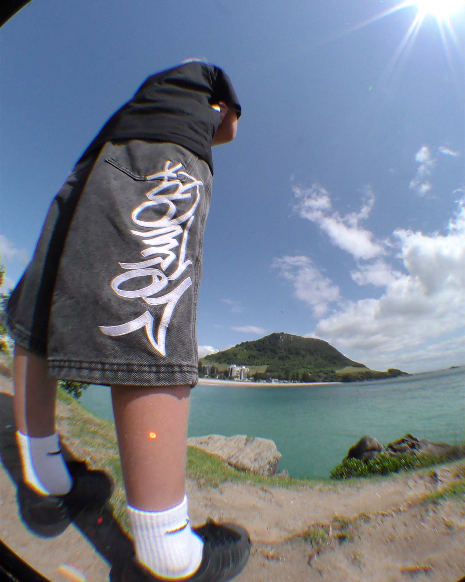 Baggy Denim Short - Phat Tag Script