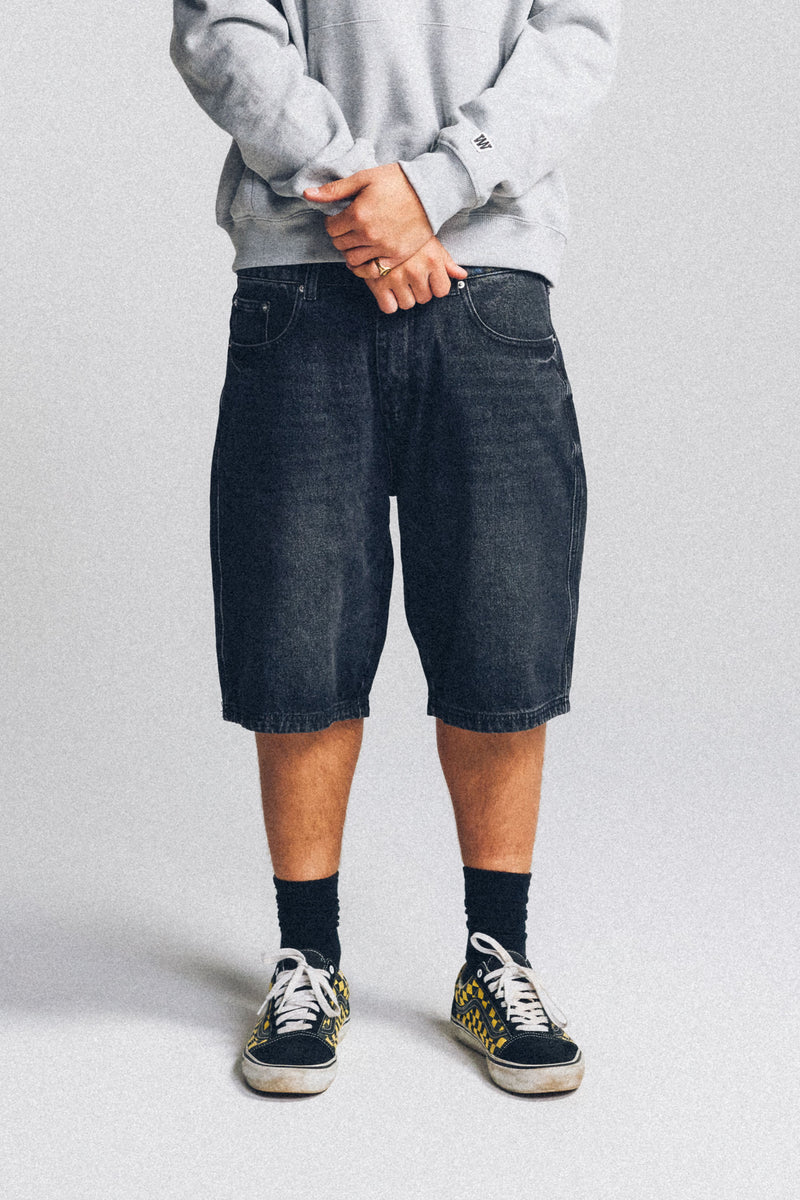 Baggy Denim Shorts - Cleansed Black